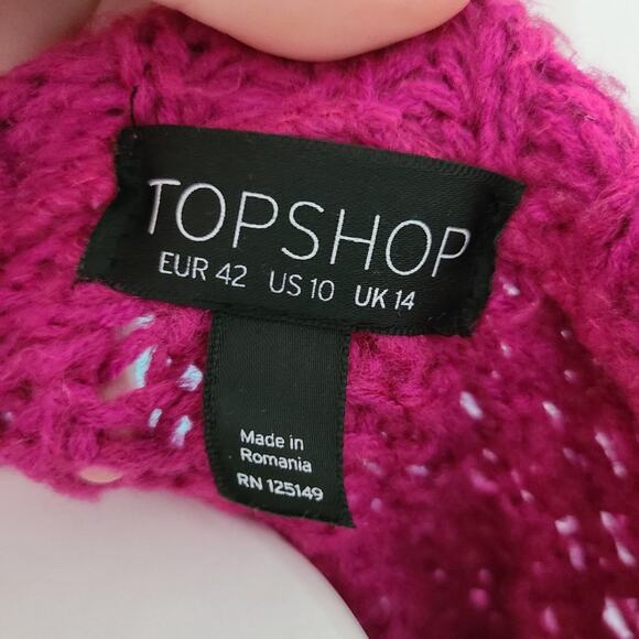 Top Shop Thick Sweater Magenta Pink Size 10 - Picture 3 of 5